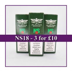 Alauna NS18 Nic Salt Eliquid 18mg 10ml 3 For £12